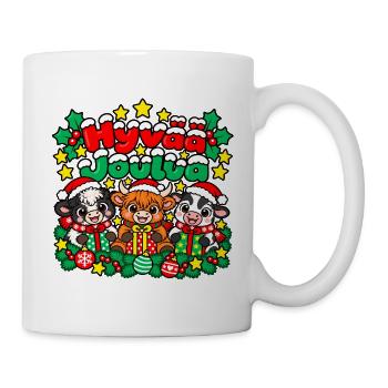 Frohe Weihnachten, süße Schweine - Tasse - Weiß - Rechts