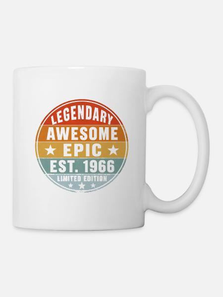 1966 Vintage Retro Sunset Badge Geburtsjahr Shirt - Tasse - Weiß