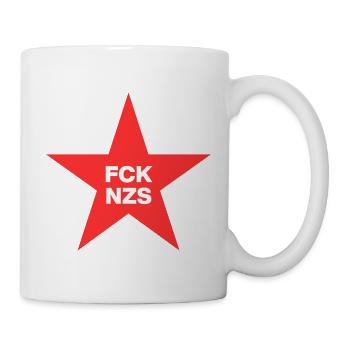 FCK NZS KLARES STATEMENT GEGEN NAZIS, FCK AFD 🌈 - Tasse - Weiß - Rechts