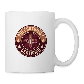 Vintage-Phlebotomist-Vacutainer-Bluttropfenabzeichen - Tasse - Weiß - Rechts