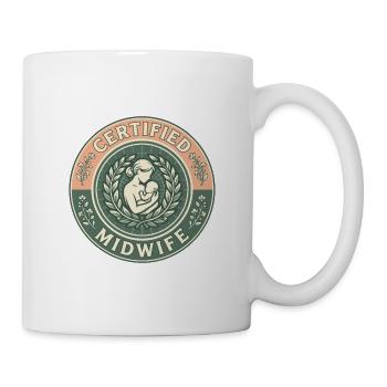 Vintage zertifizierte Hebammenmutter Säuglingslorbeeroberteil - Tasse - Weiß - Rechts