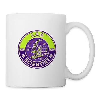 Vintage Laborwissenschaftler-Mikroskop-Blutabzeichen-Abzeichen - Tasse - Weiß - Rechts