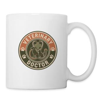 Vintage Veterinary Doctor Dog Katzen-Stethoskopdeckel - Tasse - Weiß - Rechts