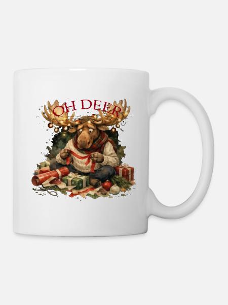 Oh Deer Weihnachtsmoose Geschenk - Tasse - Weiß