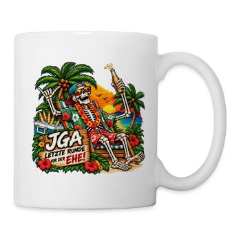 Jungesellenabschied Männerurlaub Motiv Skelett  - Tasse - Weiß - Rechts