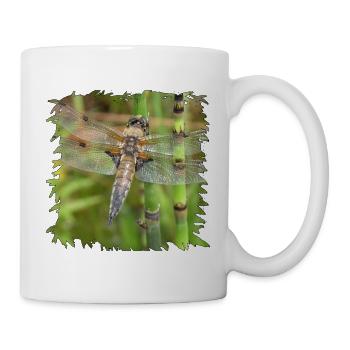 Libelle auf Schachtelhalm - Tasse - Weiß - Rechts