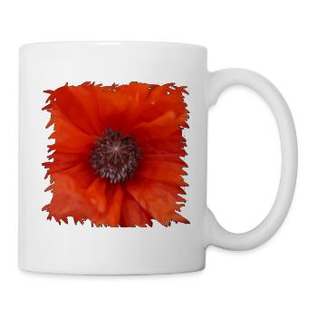 Orangerot Mohnblüte Nahaufnahme - Tasse - Weiß - Rechts