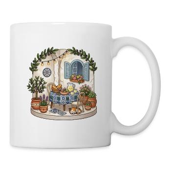 Mediterrane Frühstücksstimmung - Tasse - Weiß - Rechts