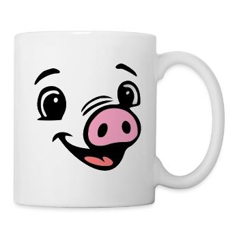 Ferkel Schweine Sau, Kostüm - Tasse - Weiß - Rechts
