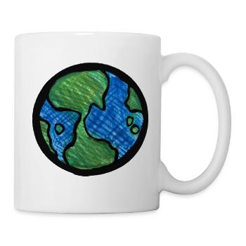 Earth Globe Aquarell - Tasse - Weiß - Rechts
