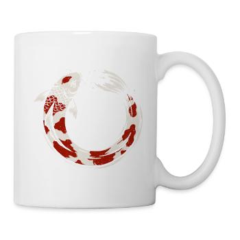 Koi Fische Enso – Japanische Zen Kunst - Tasse - Weiß - Rechts