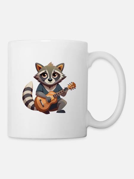 Waschbär spielt Gitarre - Tasse - Weiß