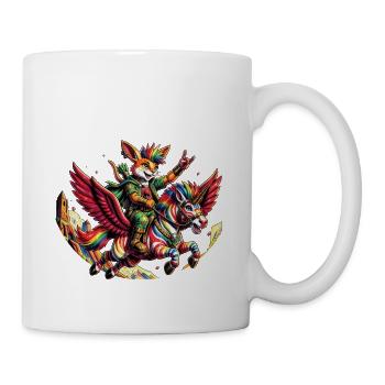 Punk Bunny-Waldelfe auf Regenbogen-Zebra-Einhorn - Tasse - Weiß - Rechts