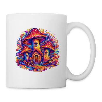 Psychedelisches Pilzhaus – Magische Fantasy Welt - Tasse - Weiß - Rechts