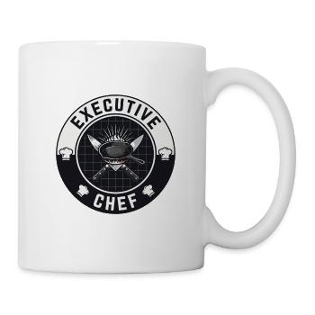 Vintage Executive Chef Crossed Knives Skillet-Top - Tasse - Weiß - Rechts