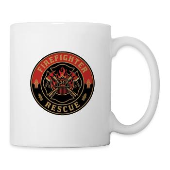 Vintage-Feuerwehrhelm mit gekreuzten Axten Emblem - Tasse - Weiß - Rechts