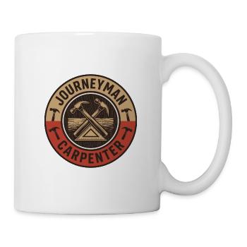 Vintage Journeyman Carpenter Rahmenrahmen-Quadrat-Patch - Tasse - Weiß - Rechts
