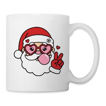 Süßer Kawaii-Weihnachtsmann bläst Kaugummi - Tasse - Weiß - Rechts