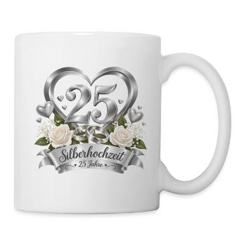 25.Hochzeitstag , Silberhochzeit , 25 Jahre  - Tasse - Weiß - Rechts