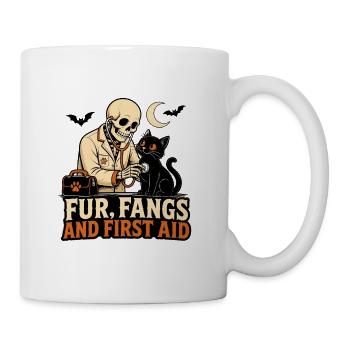 Lustiger Skelett-Tierarzt Fellzähne und Erste KI - Tasse - Weiß - Rechts