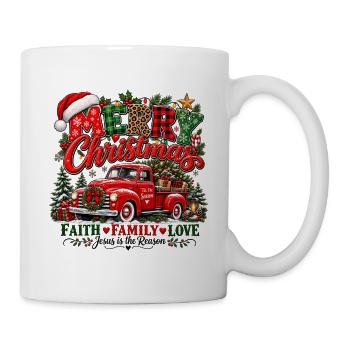 Vintage-Weihnachts-Roter Lastwagen - Tasse - Weiß - Rechts