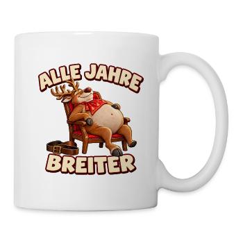 Alle Jahre breiter - Lustiges Rentier - Tasse - Weiß - Rechts