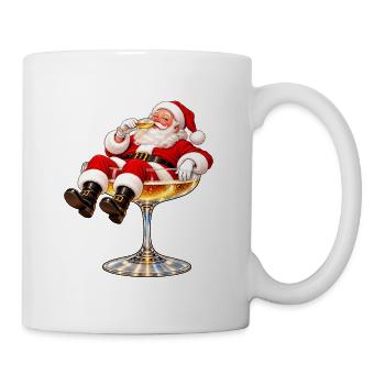 Weihnachtsmann im Sektglas  - Tasse - Weiß - Rechts