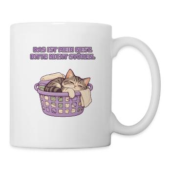 Wäschekorb-Katze - Tasse - Weiß - Rechts