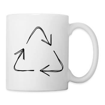 Recycling handgezeichnet - Tasse - Weiß - Rechts