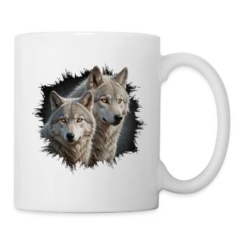 Wolfsduo im Mondlicht - Tasse - Weiß - Rechts
