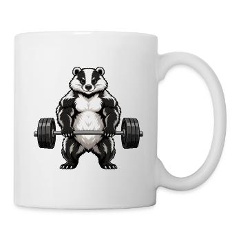 Starker Dachs mit Langhantel - Tasse - Weiß - Rechts