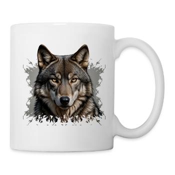 Wolfskopf im Farbsplatter - Tasse - Weiß - Rechts