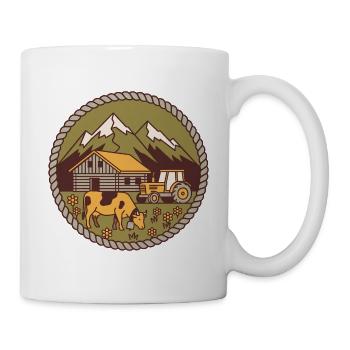 Alp Wappen Kuh Berghütte – personalisierbar - Tasse - Weiß - Rechts