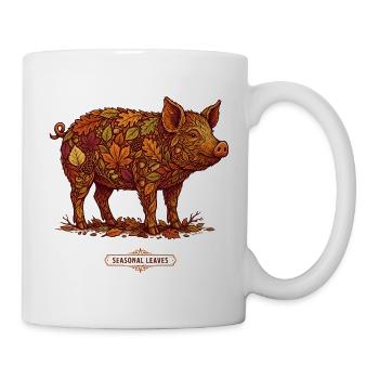 Schwein im Herbstkleid - Tasse - Weiß - Rechts