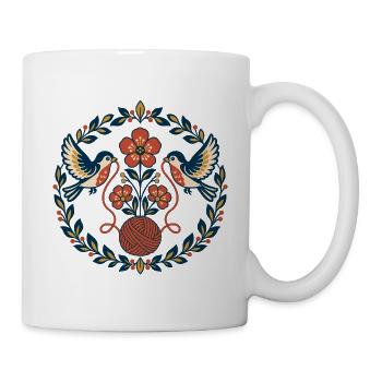Vogelpaar im Blumenkreis Garnball - Tasse - Weiß - Rechts