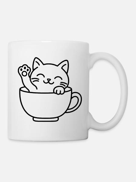 Kawaii Teetassenkatze - Tasse - Weiß