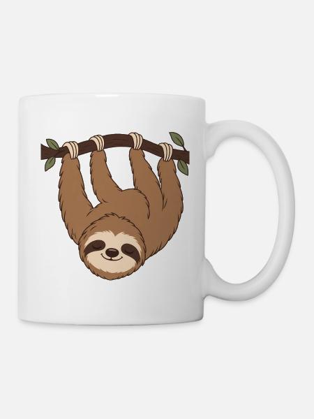 Faultier am Ast: Waldruhe - Tasse - Weiß