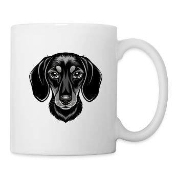 Dackel-Weiner-Hundekopf - Tasse - Weiß - Rechts