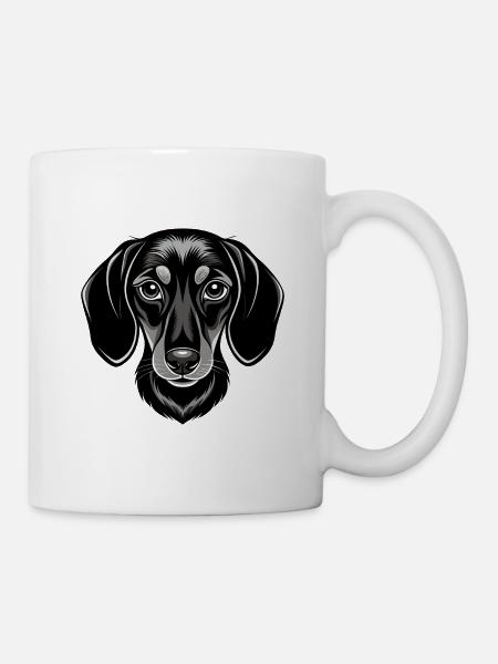 Dackel-Weiner-Hundekopf - Tasse - Weiß