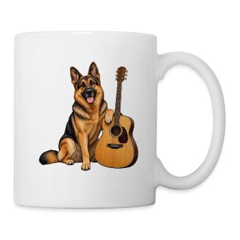 Schäferhund mit Gitarre – Gitarristen Geschenk - Tasse - Weiß - Rechts