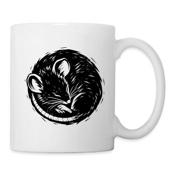 Sleeping Rat – Schwarz-Weiß-Holzschnittkunst - Tasse - Weiß - Rechts