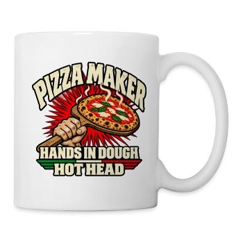 Pizzamacher, Hände im Teig, heißer Kopf - Tasse - Weiß - Rechts