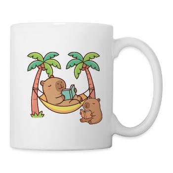 Capybara entspannende tropische Hängematten-Kunst lesen - Tasse - Weiß - Rechts
