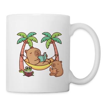 Niedliche Kapybara-Lesebücher Hängematte Tropenkunst - Tasse - Weiß - Rechts