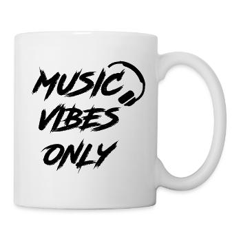 Music Vibes only Sprüche DJ Dance Retro Grunge Fun - Tasse - Weiß - Rechts