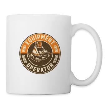 Schaufel-Emblem für den Baggerfahrer für Vintage Ausrüstungsbediener - Tasse - Weiß - Rechts