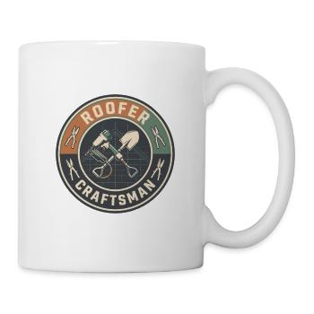 Vintage Dachdecker-Schindelgewehr Tear-Off-Schaufeldeckel - Tasse - Weiß - Rechts