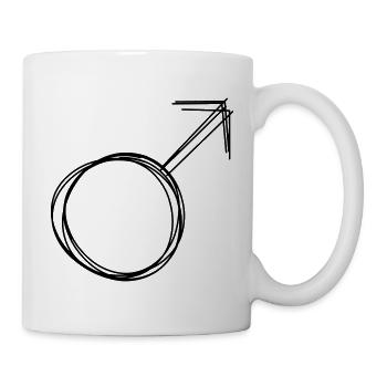 Männlich Zeichen handgezeichnet - Tasse - Weiß - Rechts
