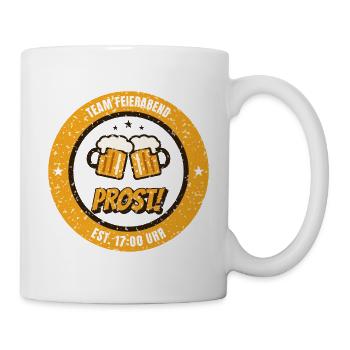 Team Feierabend – Prost Bier Shirt - Tasse - Weiß - Rechts
