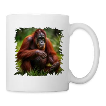 Orangutan im Grünen Fokus - Tasse - Weiß - Rechts